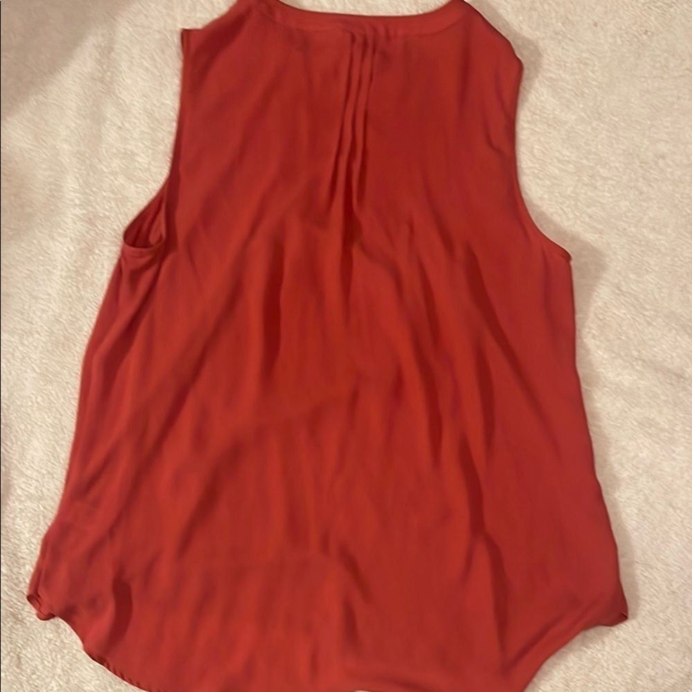 Pleione Orange Sleeveless Pleated Blouse - Picture 4 of 6